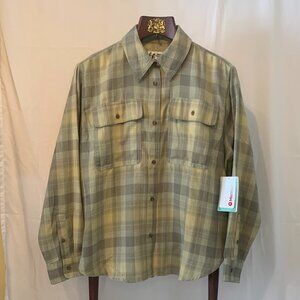 Marmot Women Fairfax Lightweight Boyfriend Flannel Shirt Wheat Medium NWT